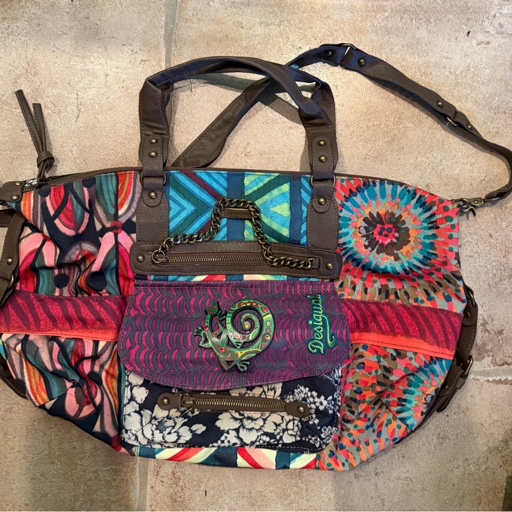 Desigual Multicolor Travel Bag with Brown Accents - Picture 6 of 8